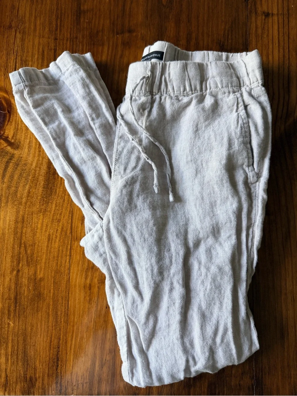 Men's Lightweight Linen-Blend Drawstring Pants in Off-White